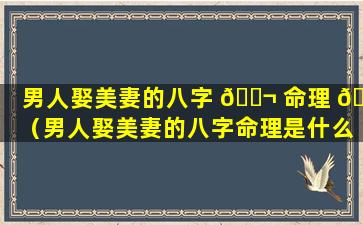 男人娶美妻的八字 🐬 命理 🐶 （男人娶美妻的八字命理是什么）